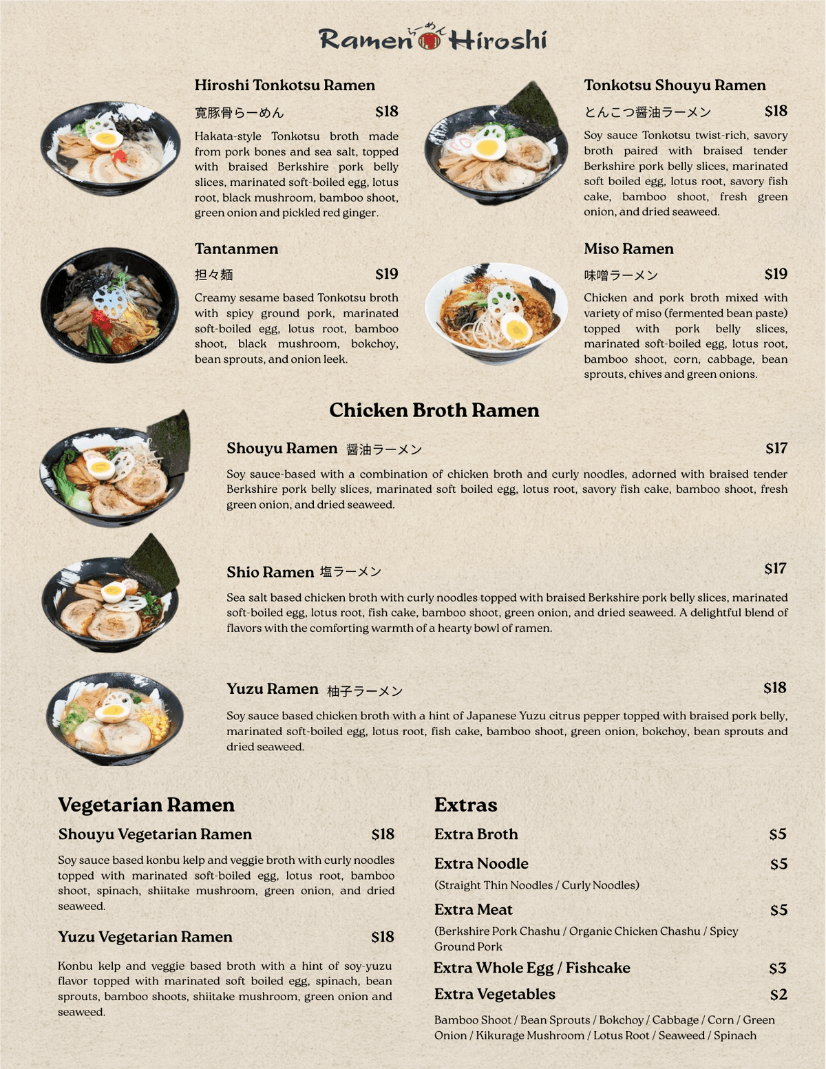 Redesign Hiroshi Ramen Menu